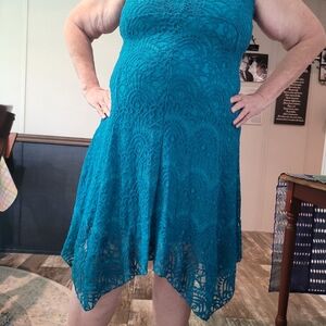Reba Blue Halter Asymmetrical Sundress